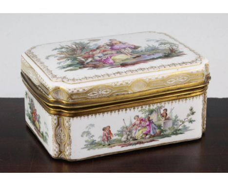 A Meissen porcelain necessaire casket, late 19th century, 20cm. A Meissen porcelain necessaire casket, late 19th century, the