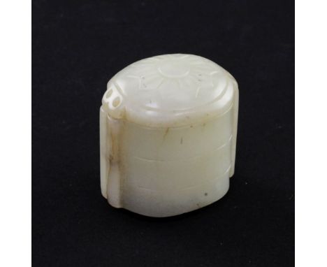 An unusual Chinese pale celadon jade single case inro, 19th century, made for the Japanese market, height 3cm An unusual Chin