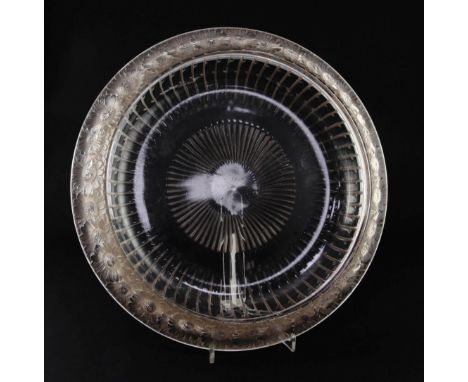 A Lalique Marguerites pattern dish, post-war, 36cm A Lalique Marguerites pattern dish, post-war, with brown staining to the f