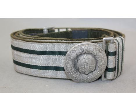 A German Third Reich army officer's belt and buckle, A German Third Reich army officer's belt and buckle, with green stripe a