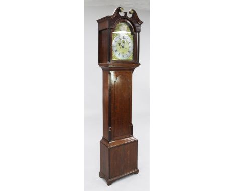 Mark Hawkins, St Edmunds Bury. A George III oak and mahogany eight day longcase clock, 6ft 11in. Mark Hawkins, St Edmunds Bur