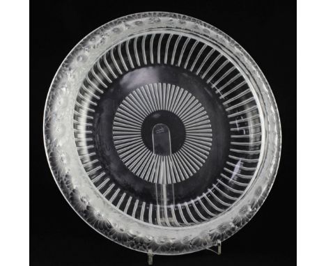 A Lalique Marguerites pattern dish, post-war, 33cm A Lalique Marguerites pattern dish, post-war, in frosted and clear glass, 