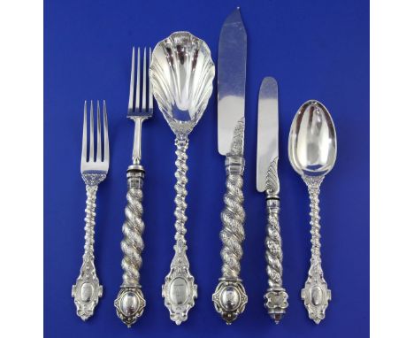 A Victorian forty four piece silver fancy pattern dessert service, weighable silver 60 oz. A Victorian forty four piece silve