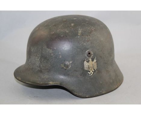 A German Third Reich M40 army helmet, A German Third Reich M40 army helmet, with single decal, leather liner and chin strap, 
