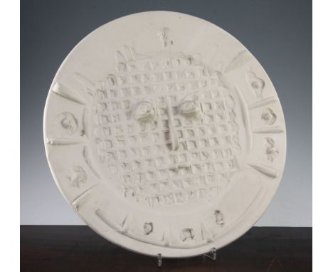 Pablo Picasso. A large Madoura biscuit pottery 'Visage a la Grille' dish, c.1956, 43cm Pablo Picasso. A large Madoura biscuit