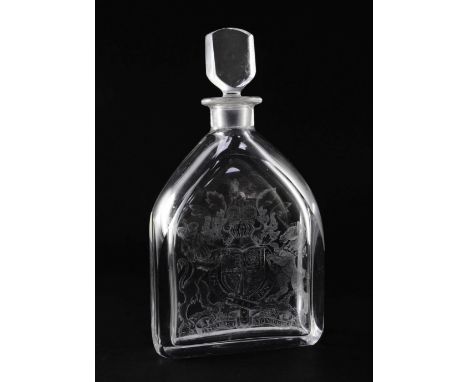 An Orrefors glass slab decanter and stopper, c.1977, 28.5cm An Orrefors glass slab decanter and stopper, c.1977, diamond poin