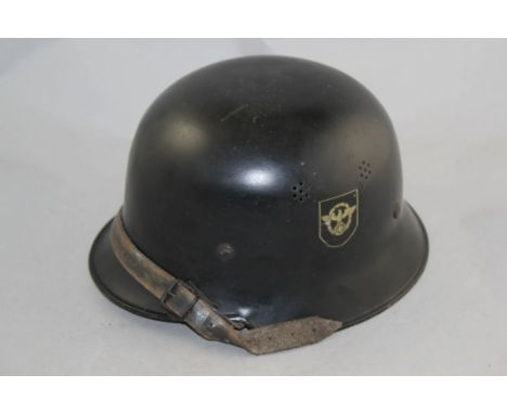 A German Third Reich M34 double decal police helmet, A German Third Reich M34 double decal police helmet, with leather liner 