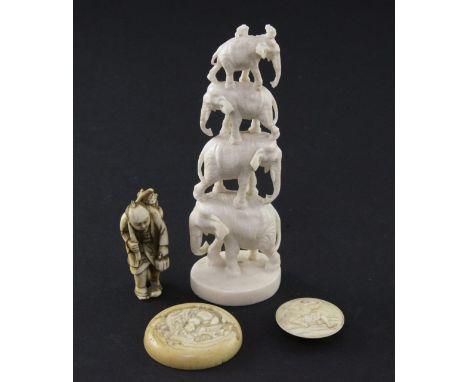 Four Japanese ivory carvings, late 19th / early 20th century, 5.4cm (4) Four Japanese ivory carvings, late 19th / early 20th 