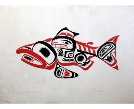 Bill (William) Ronald Reid, Canadian 1920-1998) Haida Dog Salmon - Skaagi, 19.5 x 25.5in. Bill (William) Ronald Reid, Canadia