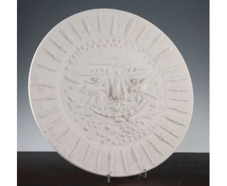 Pablo Picasso. A large Madoura biscuit pottery 'Visage Tourmente' dish, c.1956, 42.5cm Pablo Picasso. A large Madoura biscuit