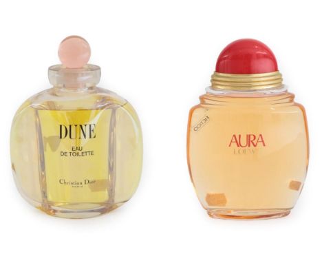 Christian Dior Dune Eau de Toilette Advertising Display Dummy Factice, the large clear glass bottle with rose pink circular s