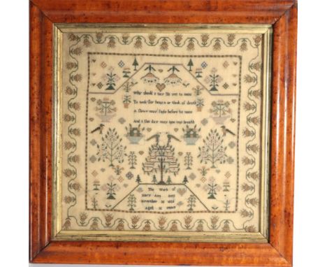19th Century Scottish Sampler, Worked by Mary Ann Sims, Aged 10 Years, Dated November 30 1925, worked with an arrangement of 