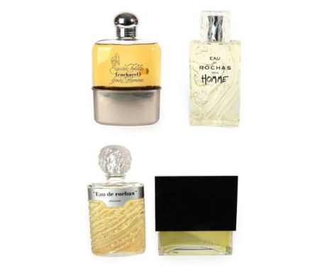 Cacharel Eau de Toilette Pour L'Homme Advertising Display Dummy Factice, the large clear glass bottle styled as a hip flask w