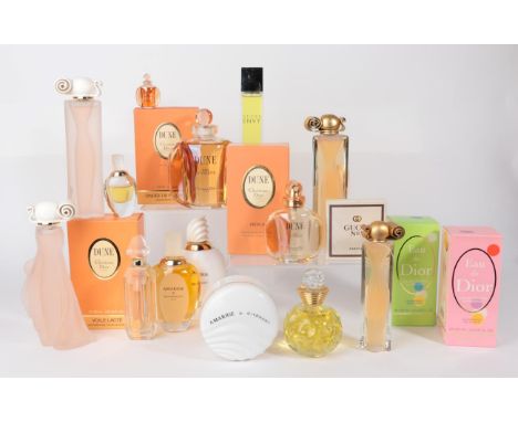 Group of Assorted Factice and Perfume Bottles, a mixture of mainly advertising display dummy bottles and some real fragrance 