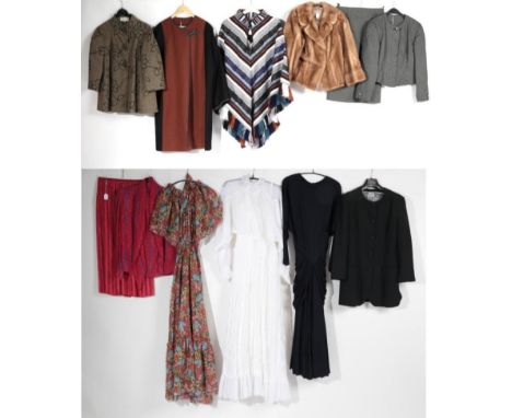 Assorted Circa 1970s and Later Ladies Costume, comprising a stylish Droopy and Brown navy blue wool jersey dress by Angela Ho