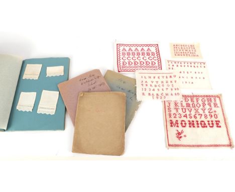 Late 19th/Early 20th Century School Girls Needlework Samples, comprising a Specimen Needlework Book by Chrissie Fenton, Year 
