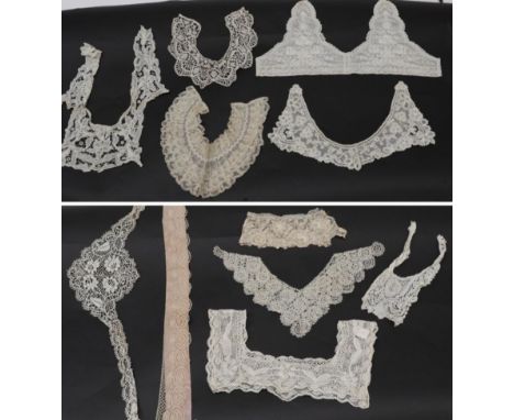 Assorted Circa 1900 and Later Lace and Other Collars, including a three tier scalloped collar; four bobbin lace collars of va