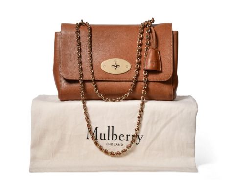 Mulberry Lily Tan Leather Shoulder Bag, with gilt metal chain-weave strap and signature 'postman's lock' fastening, suede lin