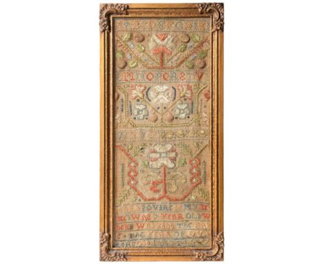 Late 17th Century Band Sampler, worked by 'Mary Sqvire Is My Name I Was 7 Year Old When I Wrought The Same - The Year Of Our 