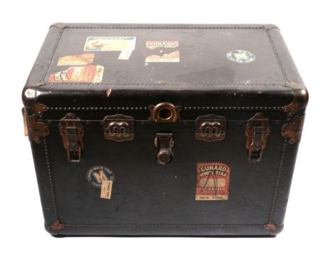 Early 20th Century Travelling Trunk, labelled R H Macy &amp; Co, Herald Square, New York, with studded metal mounts and locks