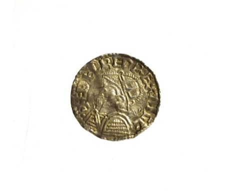 Aethelred Silver Penny, Helmet type, London Mint TOCA MO LVNDEN; obv. armoured bust left with radiate helmet, rev. voided lon