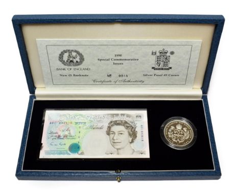 A Special Commemorative Set Issued by the Bank of England &amp; the Royal Mint comprising: one of the first  £5 notes in Seri