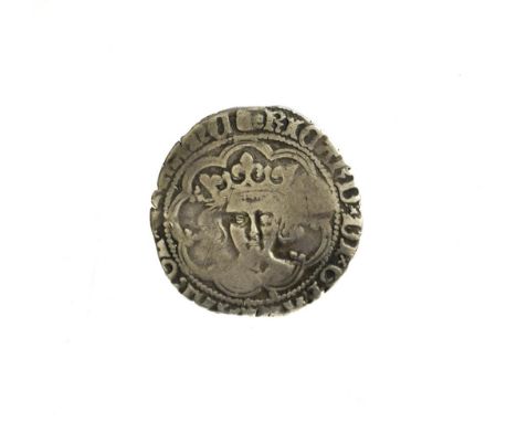 Richard III Groat, London Mint, mm. boar's head 1, obv. reads RICARD; upper half of letters of obv. legend worn or missing be