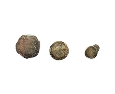 Charles I, 4 x Hammered Silver Coins, all Tower Mint under king &amp; comprising: shilling mm. triangle, larger bust &amp; la