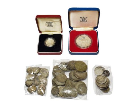 Elizabeth II, Silver Proof Crown 1977, no cert, in case of issue &amp; silver proof £1 1983 no cert, in case of issue, both w