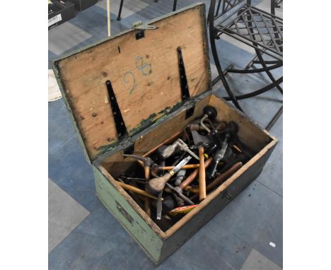 A Vintage Toolbox Containing Various Tools to include Hammers Etc 