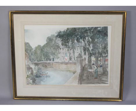 A Large Framed Print After Francis Russell Flint, "My Father Painting at Brantone, France", Signed in Pencil and Blind Stamp,