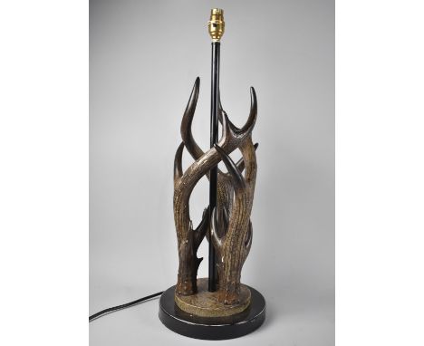 A Modern Antler Effect Table Lamp on Circular Plinth Base, No Shade, 60cms High 