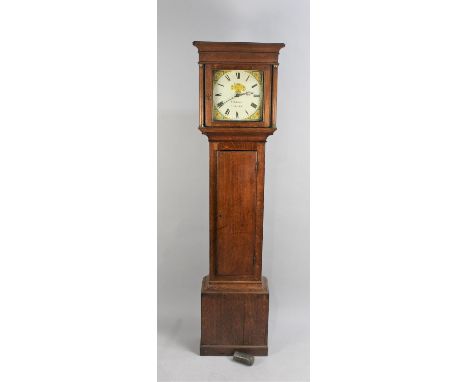 A 19th Century Oak Longcase Clock with 30 Hour Movement and Enamelled Dial Inscribed W Weeks, Milland, with Weight and Pendul