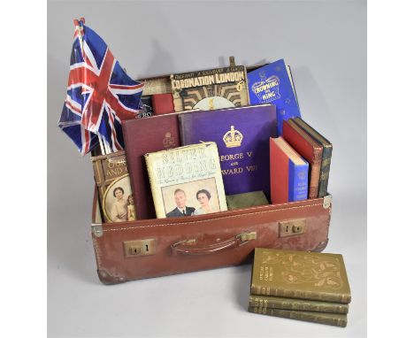 A Vintage Travelling Case Containing Various Commemorative and Coronation Books, Garden Flowers, Pictures From the Bible Land