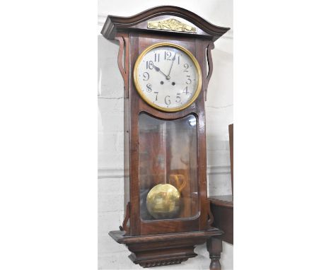 A Vintage Wall Clock in the Art Nouveau Style, 87cms High 