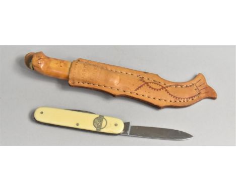 A Vintage Finnish Fishing Knife in Leather Scabbard, Stamped for Martiin, together with a Rostfrei German Pocket Knife Stampe