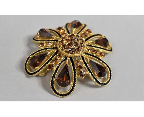 A Vintage Gilt Metal Brooch in the Form of a Flower Head 