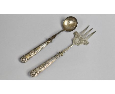 A Silver Kings Pattern Handled Fork and Sugar Sifter by B.H.A Sheffield, 1901 