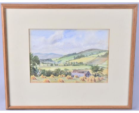 A Framed Watercolour by R. H. Eadie, Harvest, Feughside, 29x24cm 