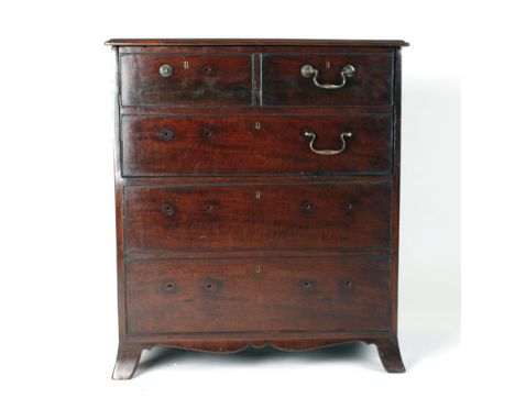 A George III mahogany commode on bracket feet, w. 62 cm CONDITION REPORT: Significant split to top, handles missing