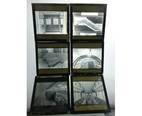 Lantern Slides : The London Underground. A collection of 19 monochrome slides featuring various aspects of the physical under