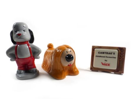 A Wade Camtrak's Childhood Favourites figure modelled as 'Sweep', h. 14 cm, another modelled as 'Dougal' and a plaque in the 