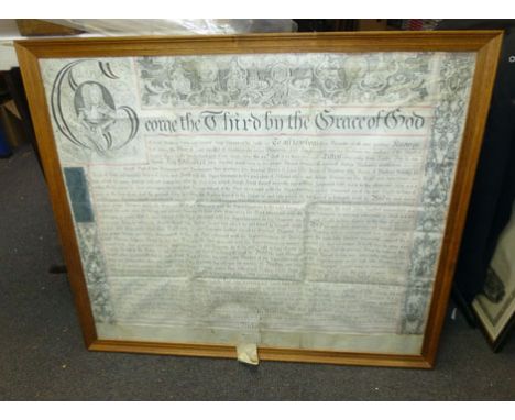 Property Adjudication. A large, mounted, framed & glazed document featuring an elaborate engraved decorative border including