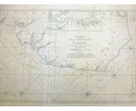 Jaillot A. & Bellin J. Nautical Cartography An engraved chart of the Thames Estuary and the North Sea coast from Sandwich in 