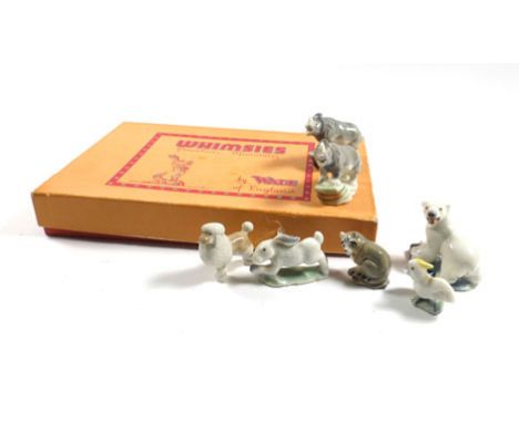 A collection of Wade whimsies from the first series, together with two card boxes