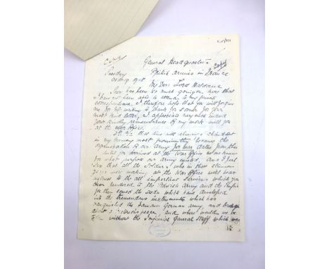 Letter from Field Marshall Earl Haig to Lord Haldane dated 19th. November, 1918. Written from 'General Headquarters' British 