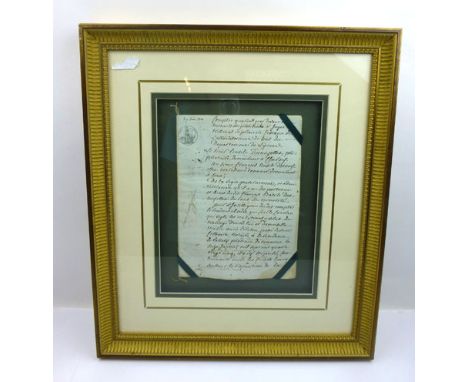 Manuscript Financial Inventory, 1811. Written in French and having an official seal marked with the abbreviations 'Emp. Fran.