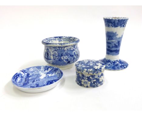 A Maw & Co. blue and white transfer printed dish and cover and four further items of blue and white ceramics CONDITION REPORT