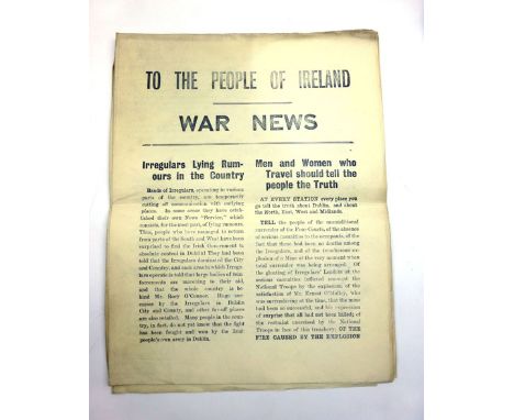 To The People of Ireland - War News. Copies of a form of propaganda leaflet. No date. CONDITION REPORT: This Lot is part of a