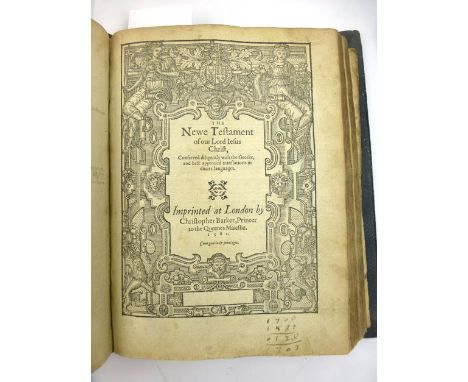 'Breeches' Bible, 1581. Small qto. Later, full leather, professional binding. Old Testament, Apocrypha, New Testament, Two Al